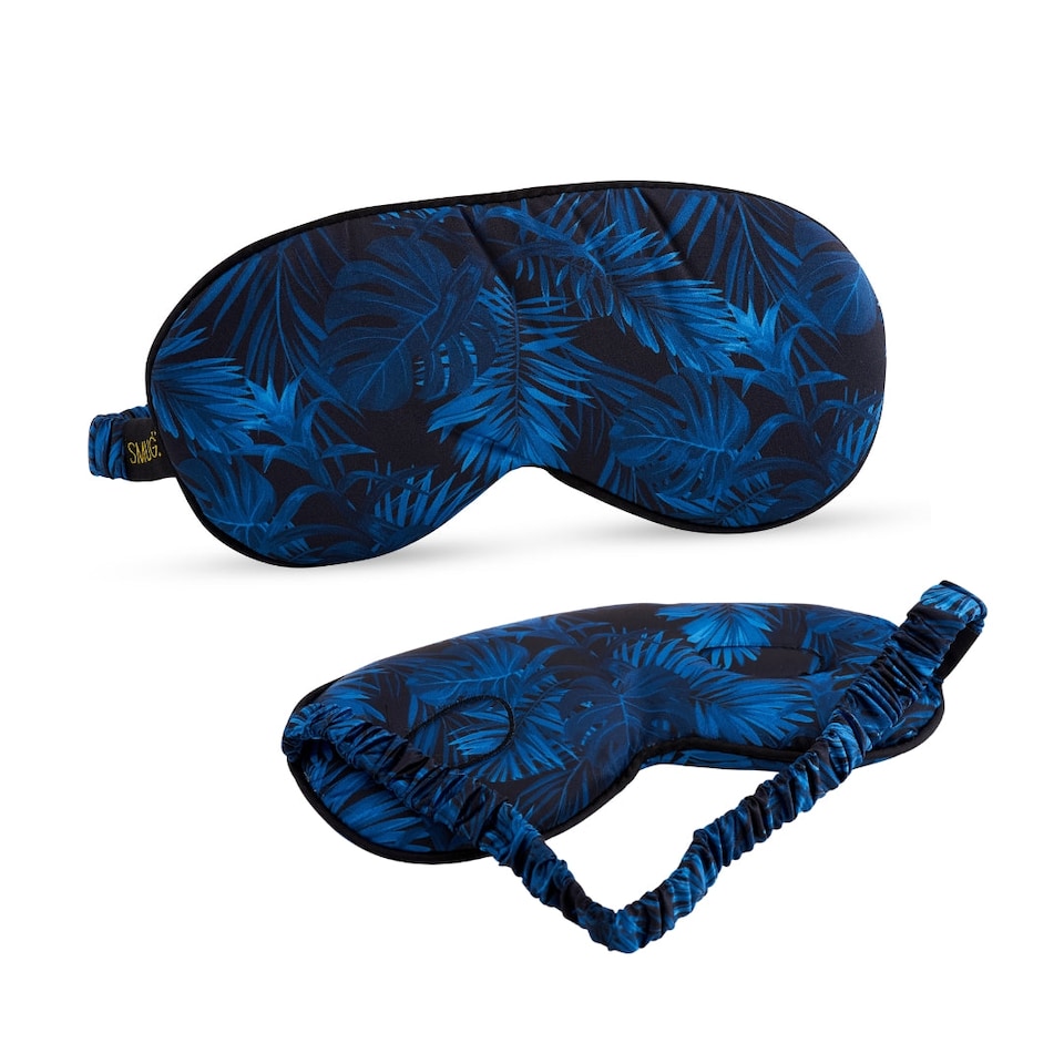 image 1 of SMUG Cloud Padded Satin Sleep Mask - Palm Noir Print