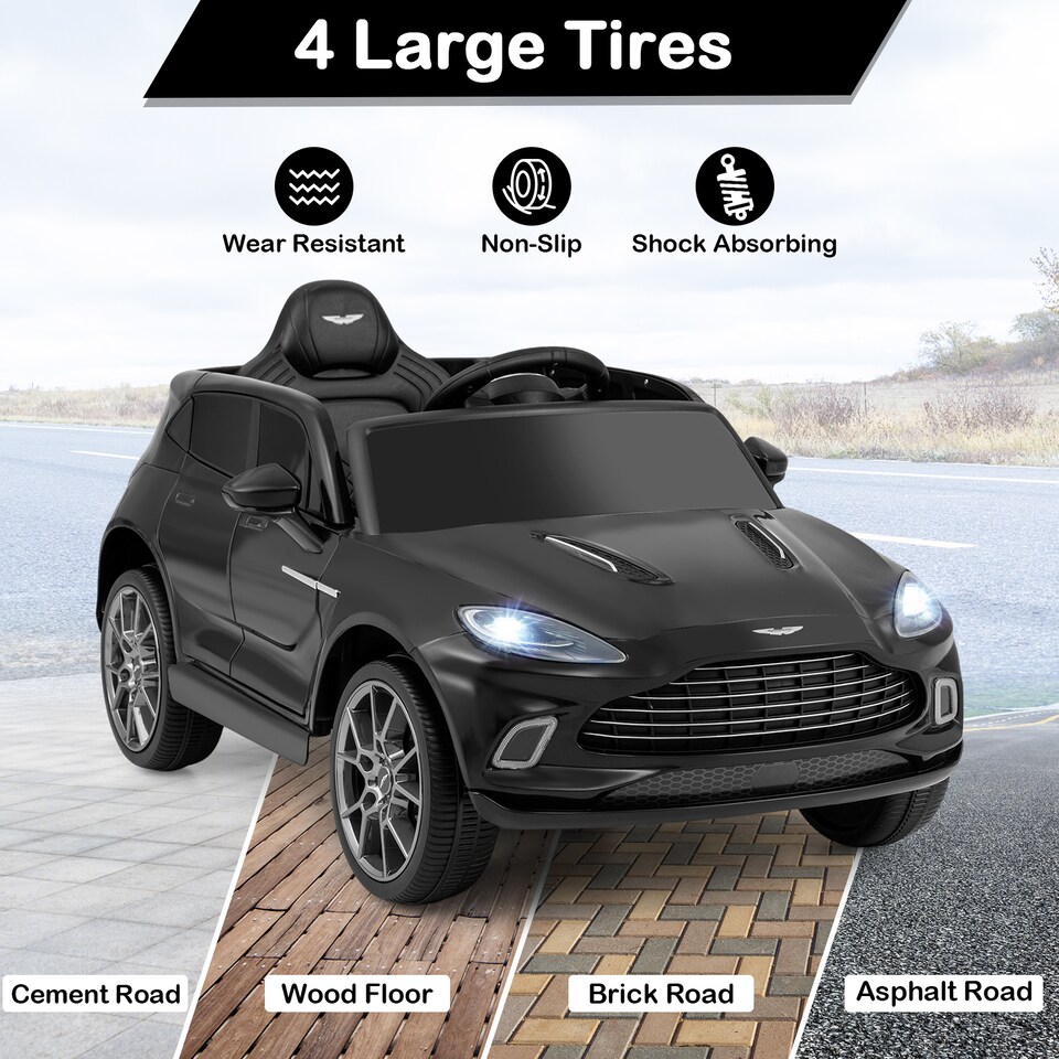 image 1 of COSTWAY Kids Ride On Car Licensed Aston Martin DBX Black