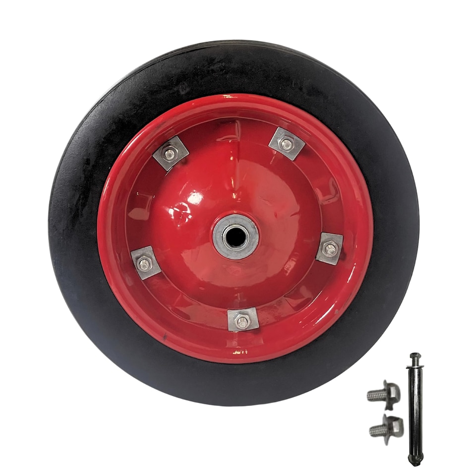 image 1 of Replacement 13" x 3" Puncture Proof / Solid Wheelbarrow Wheel With Axle