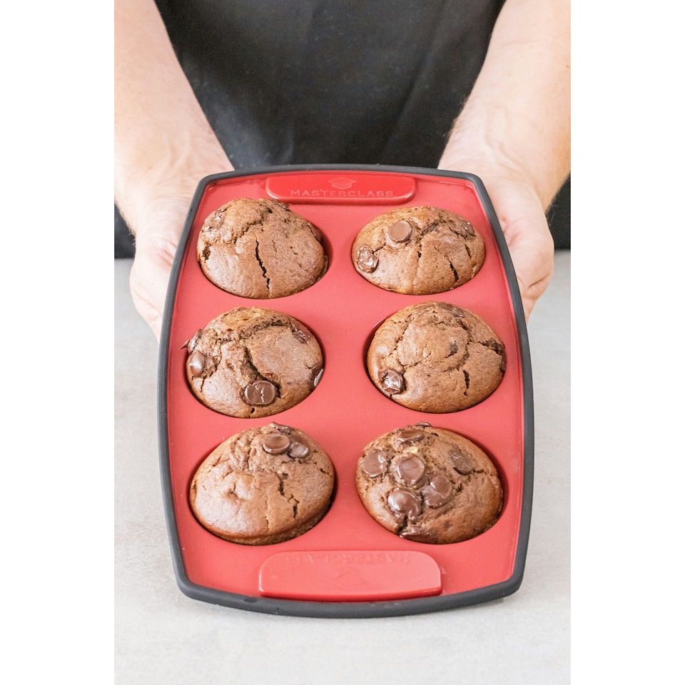 image 1 of MasterClass Muffin Tray Red Silicone 6 Hole