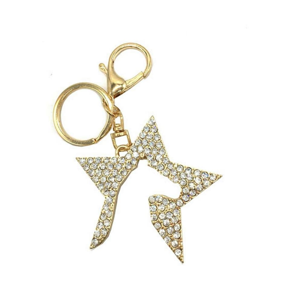 Hy Zeddy Diamante Key Ring - Gold/Diamante - One Size
