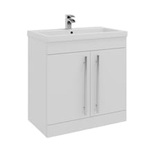Bathroom 2-Door Floor Standing Vanity Unit with Ceramic Basin 800mm Wide - White  - Brassware Not Included | White | White | 1