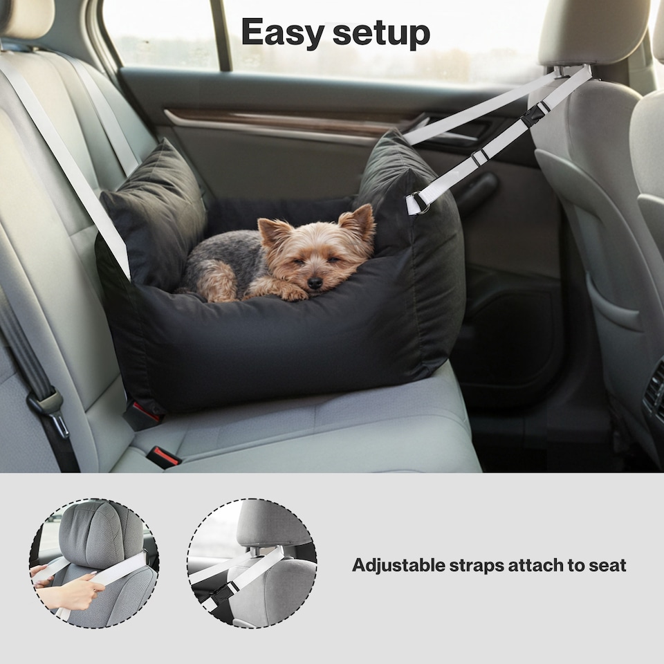 image 1 of Skylos Dog Car Seat Travel Bed Carrier Portable Pet Booster Seat Washable