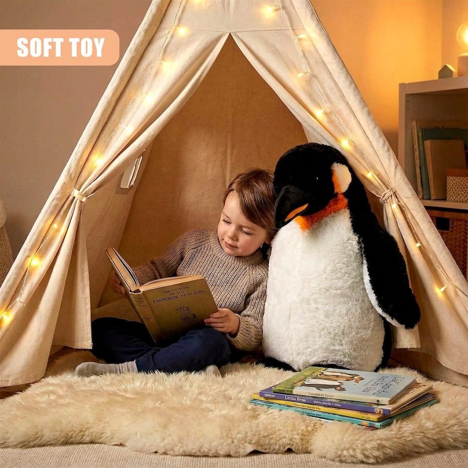 image 1 of The Magic Toy Shop Giant Penguin Soft Plush Toy 60cm Standing Emperor Animal