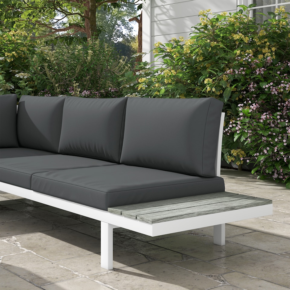 image 1 of Outsunny 4 PCs Garden Set w/ 5-Level Recline Corner Conversation Sofa Set White