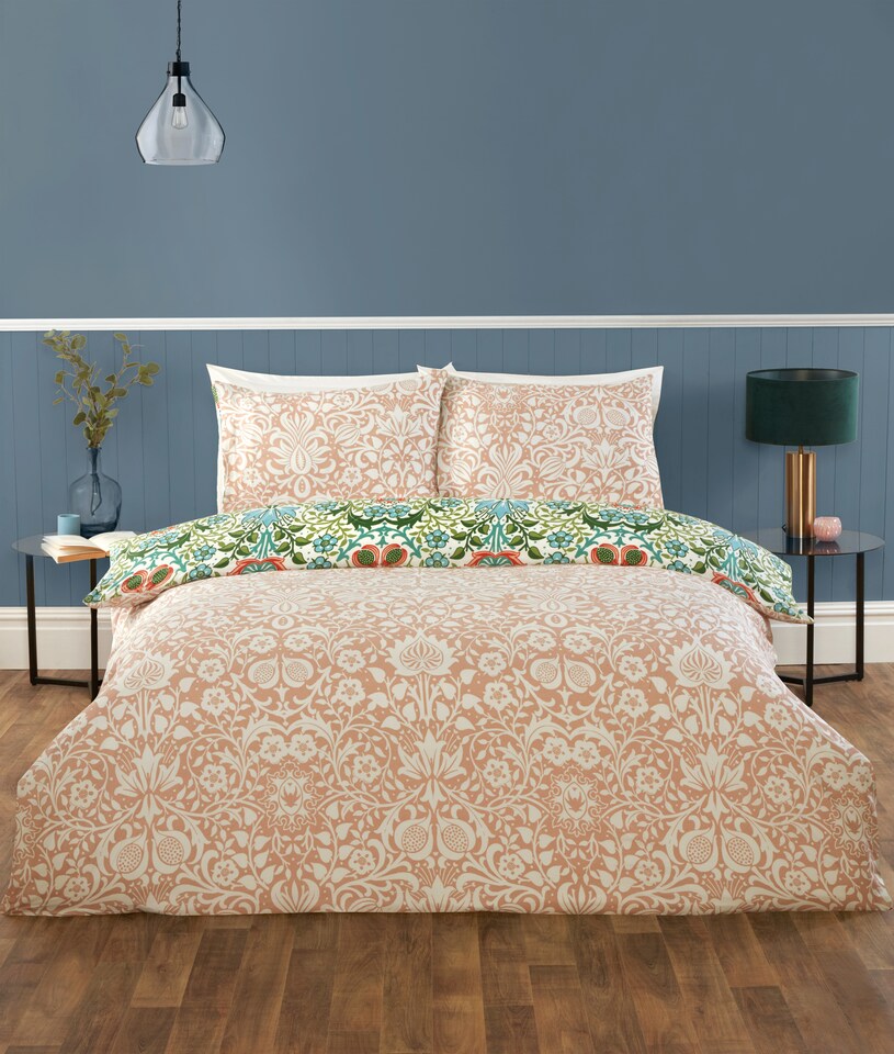 image 1 of Heritage Flora Microfibre Reversible Duvet Cover Set with Pillowcase | Multi | King