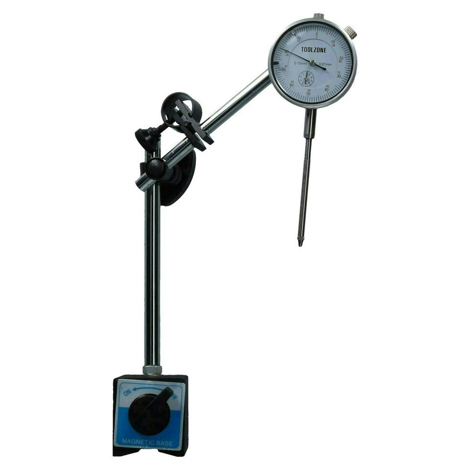 image 1 of Dial test indicator DTI Gauge & Magnetic Base Stand Clock Gauge Extra Long