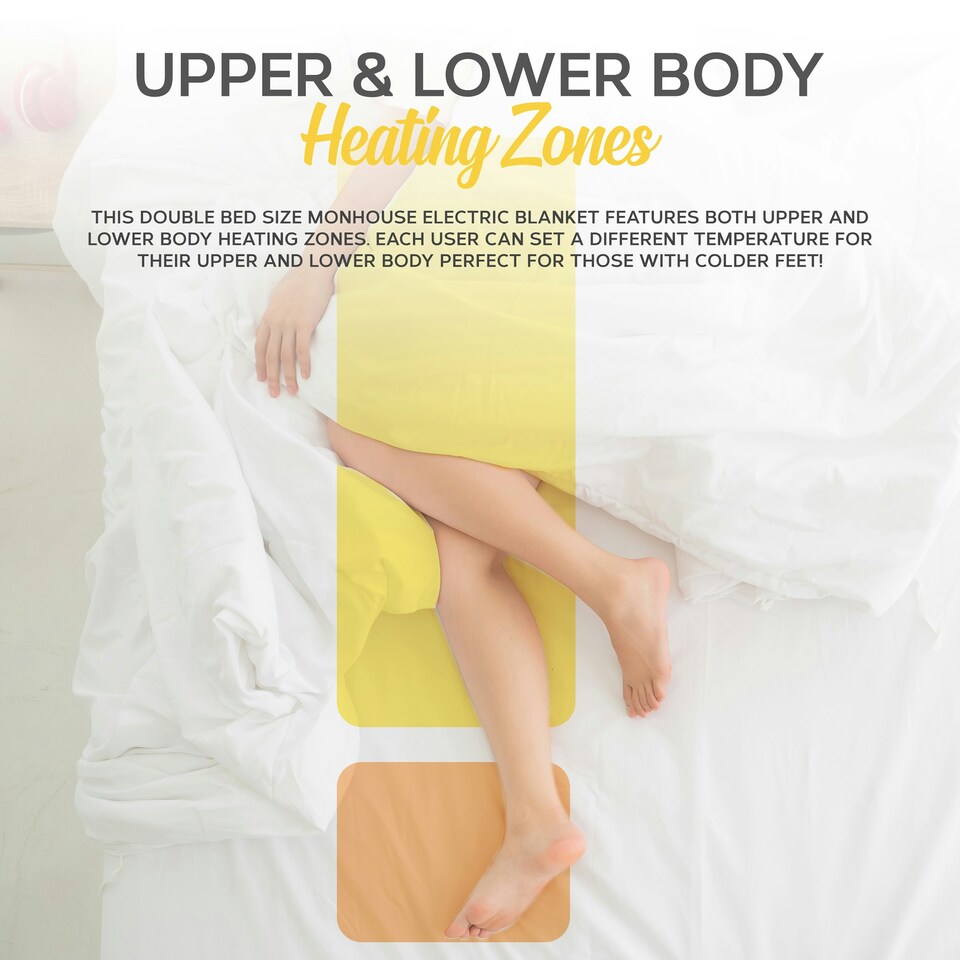 image 1 of MONHOUSE Premium Soft Fleece Electric Blanket - Heated Under Blanket - Double 137x190cm Beige - Fitted Mattress Cover - Machine Washable - 9 Heat Settings