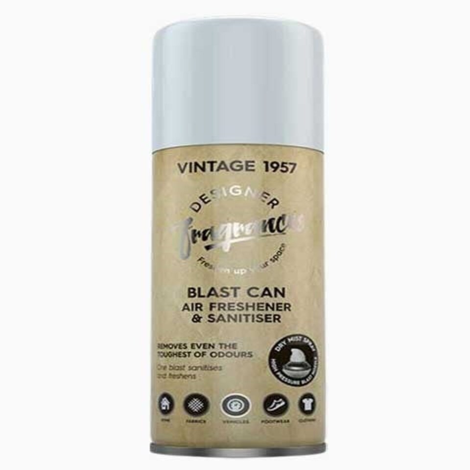Designer Fragrances Blast Can Air Freshener And Sanitiser Vintage 1957 400 ml
