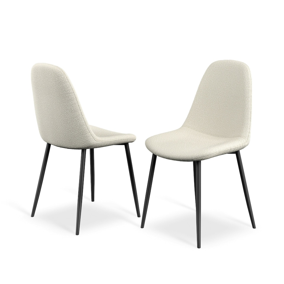 image 1 of Set Of 2 Maya Boucle Dining Chair Modern Padded Seat Metal Legs Kitchen White | Ivory White