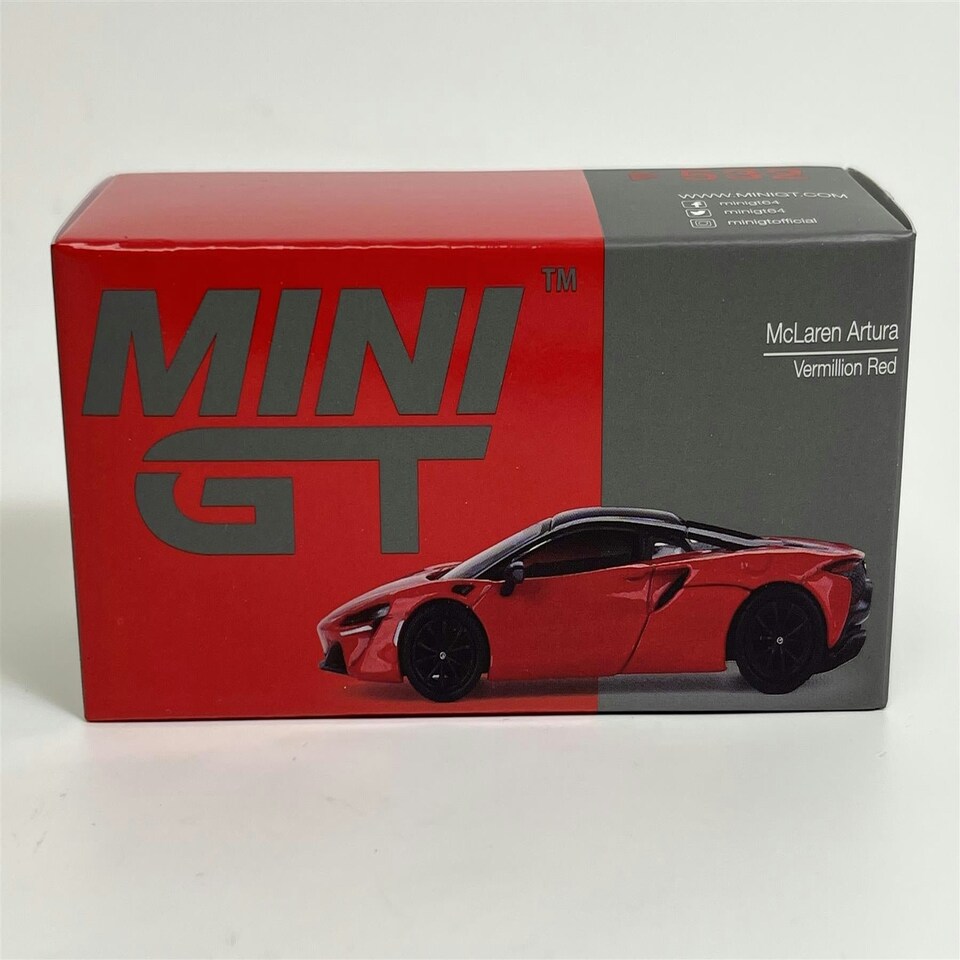 image 1 of McLaren Artura Vermillion Red RHD 1:64 Scale Mini GT MGT00532R