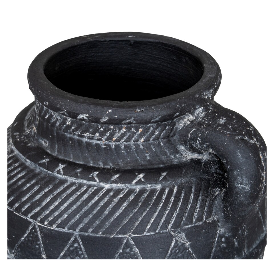 image 1 of Hill Interiors Etched Collection Ceramic Tall Jug | Black | Black | 1