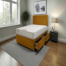 Emily Plush Bed Set With Mattress, 2 Drawers Same Side & 24"Headboard