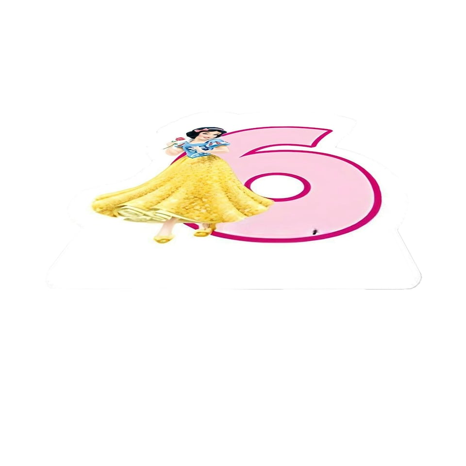 image 1 of Disney Princess Snow White 6th Birthday Candle - White/Pink/Yellow - One Size