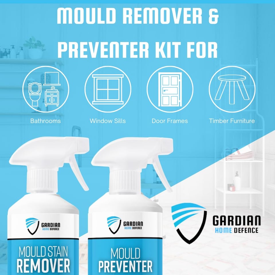 image 1 of Gardian Mould Remover and Preventer Kit - Professional Anti Mould Spray Kit Includes: 1L Moulds and Mildew Remover Spray, 1L Moulds Preventer Sprays, Mould Cleaner Micro Fibre Cloth and Rubber Gloves