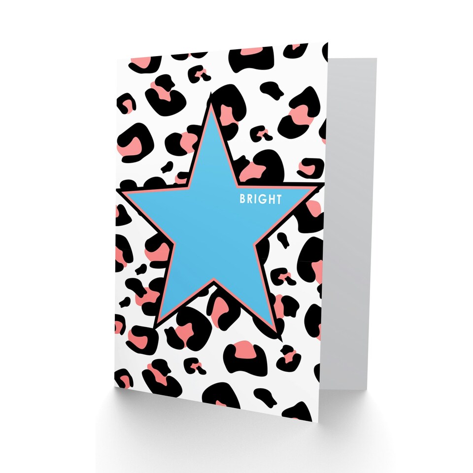 image 1 of Coral Bright Reverse Leopard Star Quote Card