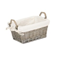 Antique Wash Wicker Handled Lined Storage Basket Brown | Brown | S