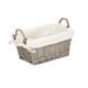 image 1 of Antique Wash Wicker Handled Lined Storage Basket Brown | Brown | S