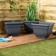 image 2 of Bell Pot 4x 37cm Square Plastic Garden Planter Black