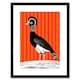 image 1 of Crowned Crane Orange Stripes Modern Bold Animal 9x7" Black Framed Wall Art Print