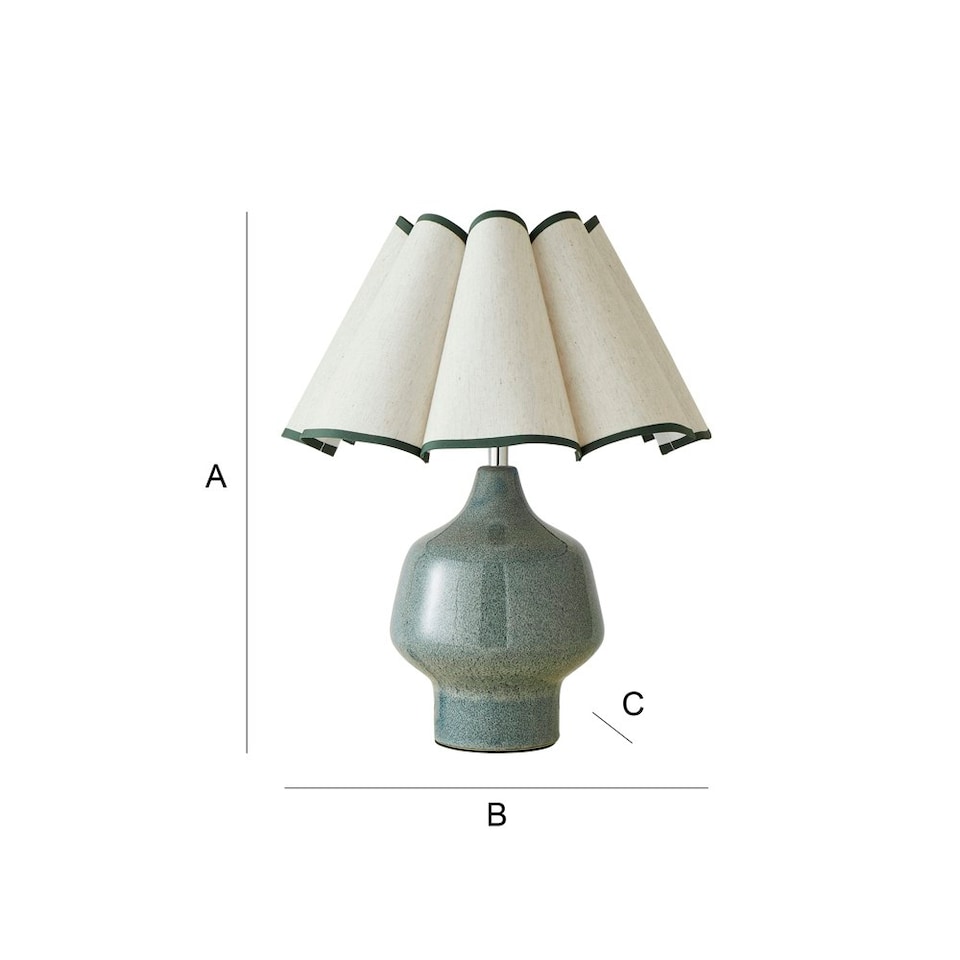 image 1 of ValueLights Jamie Green Ceramic Table Lamp with Green Scallop Tapered Shade Green
