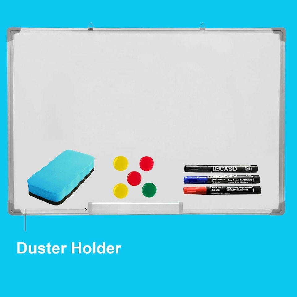 image 1 of Magnetic Whiteboard 700 X 500mm Aluminum Frame Lightweight Hanging Dry Wipe Erase White Board Office, School & Home Writing Boards