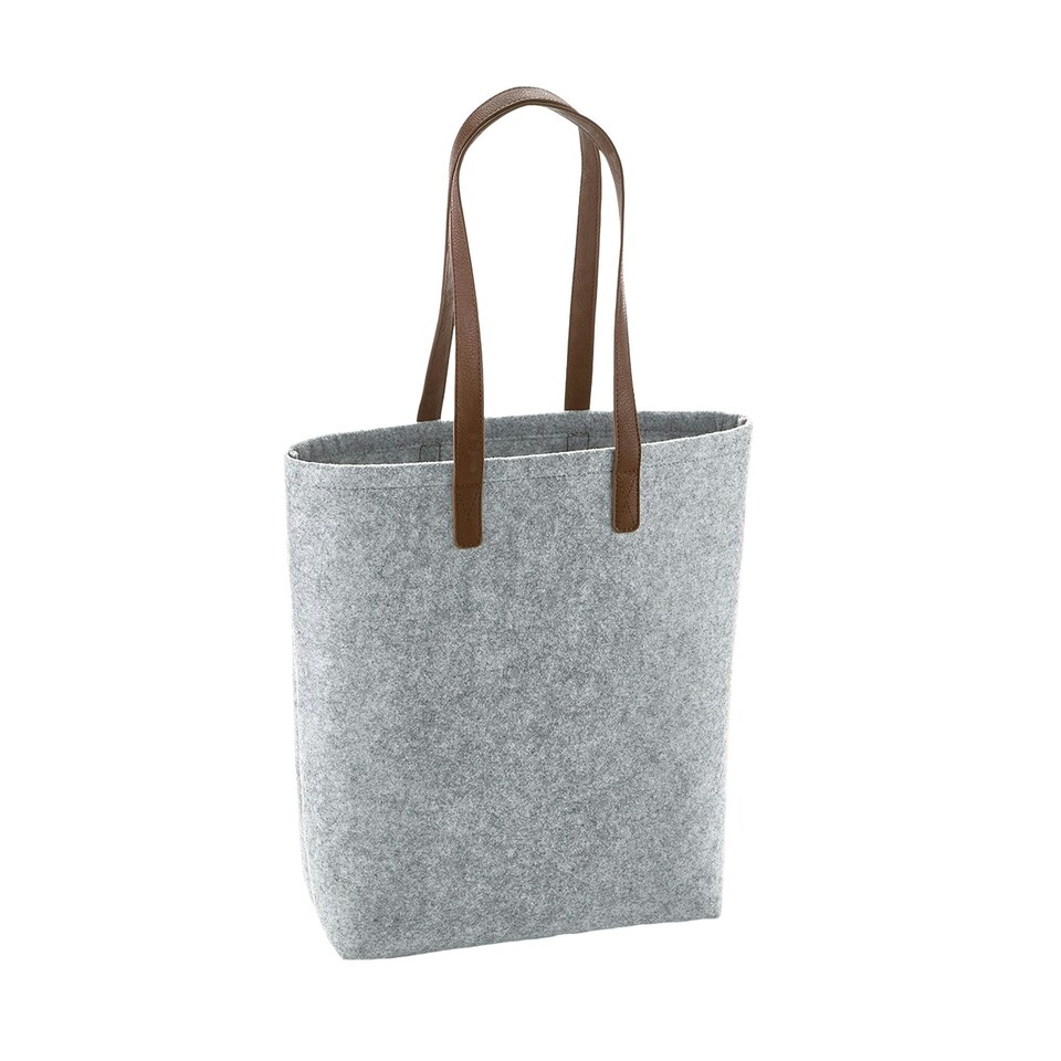 Bagbase Premium Felt Tote - Grey Melange/Tan - One Size | Multi