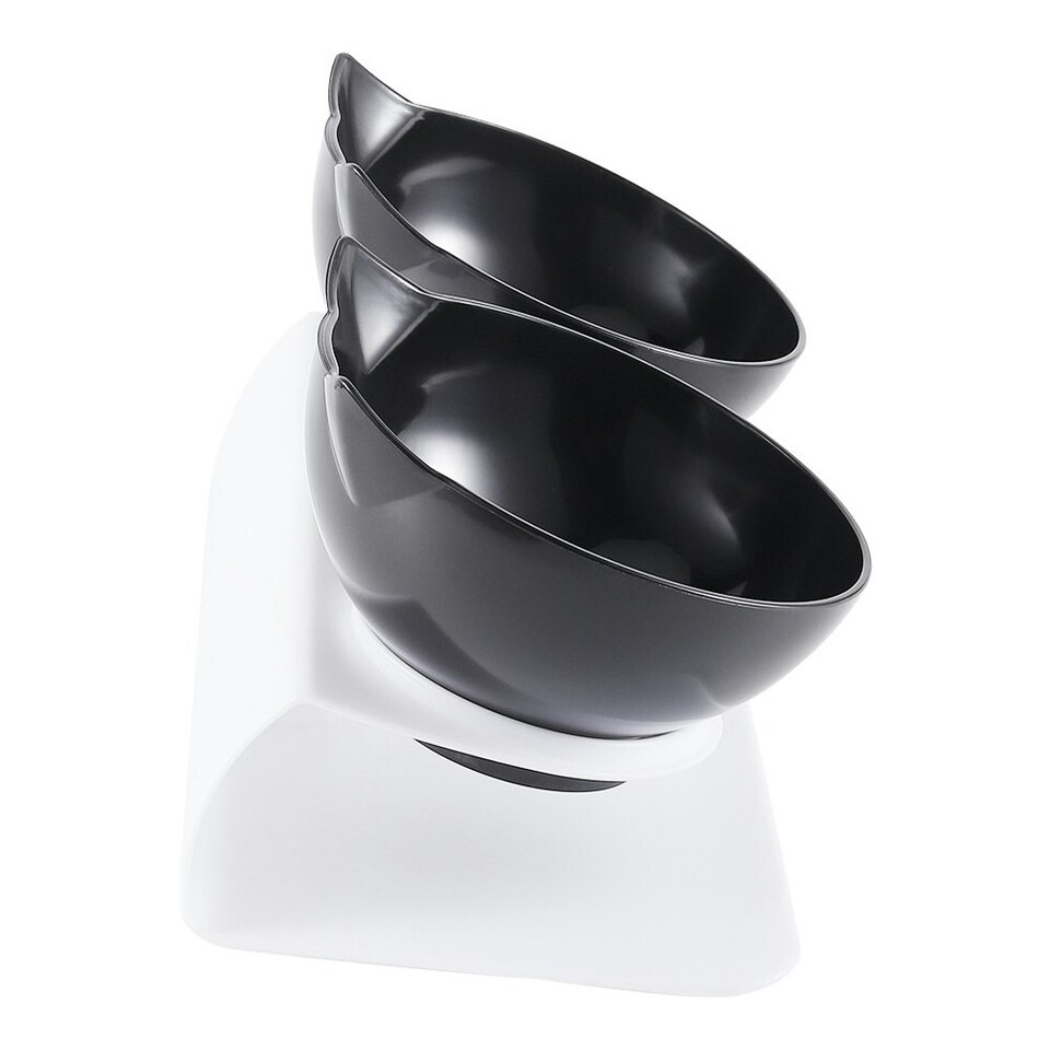 image 1 of Living and Home 15° Tilted Elevated Feeder with Double Cat Bowls, Black | Black