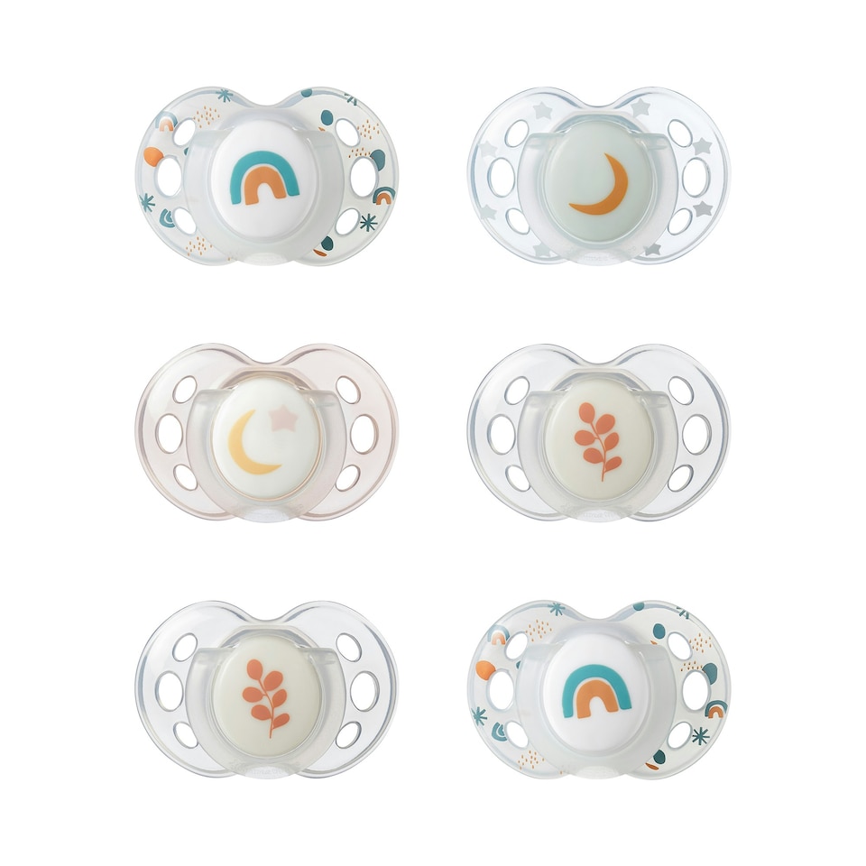 image 1 of Tommee Tippee Night Soother 18-36 months 6 pack, girl