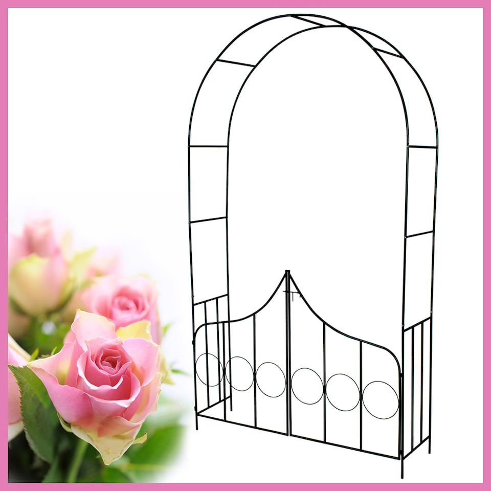 image 1 of Garden Arch - steel rose arch with gate, 140 x 40 x 240 cm