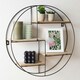 image 2 of OHS Round Multi Tier Foldable Home Office Decor Wall Mounted Display Storage Shelving - Natural