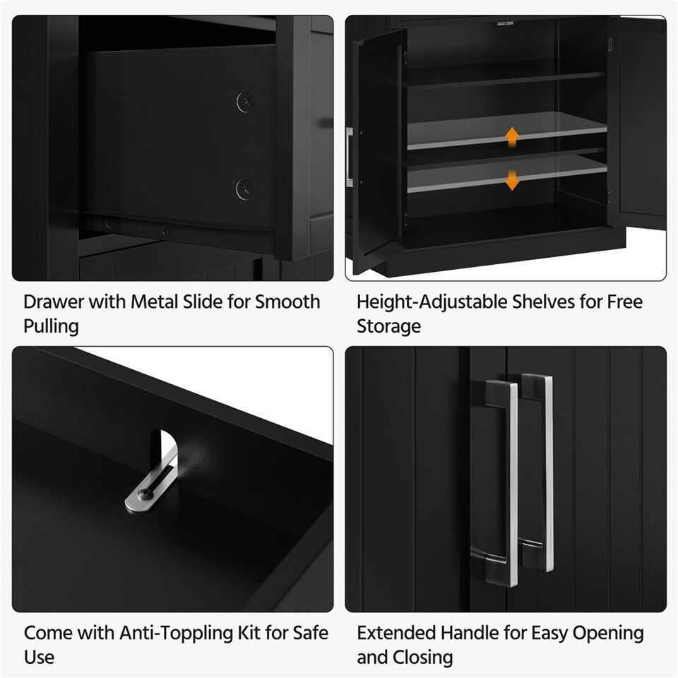 image 1 of Yaheetech Tall Pantry Cupboard with Doors and Adjustable Shelves Black