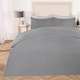 image 1 of OHS Luxury Soft Microfibre Piped Edge Duvet Quilt Cover and Pillowcase Set, Double - Grey/White