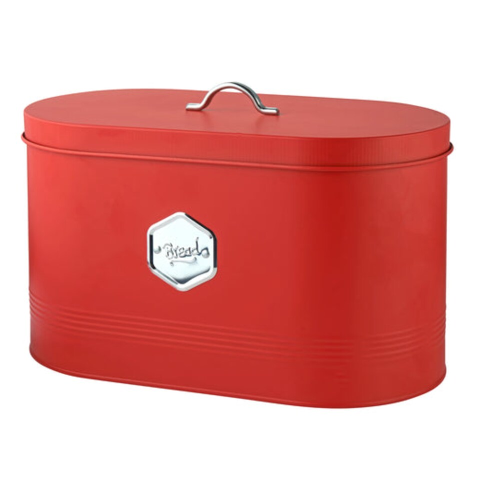 image 1 of Cooks Professional 5 Piece Kitchen Storage Set - Tea, Coffee, Sugar, Bread & Biscuit Tins | Red | Red & Silver