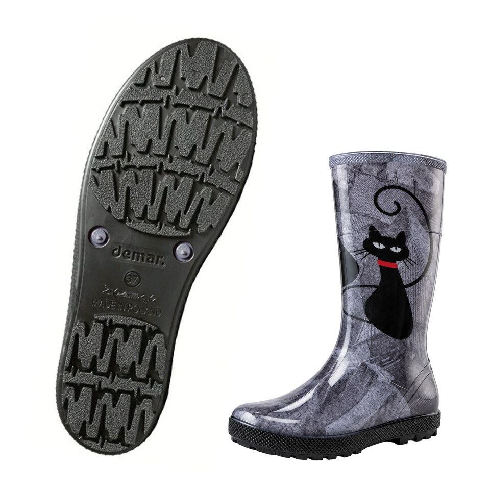 image 1 of Hawai Lady Women's Cat Print PVC Rain Wellies EU41