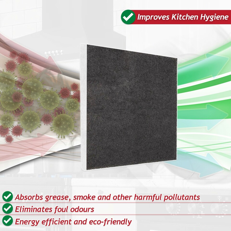 image 1 of SPARES2GO Carbon + Foam Grease Filter Kit for Diplomat Cooker Hood Vent Extractors (Cut to Size, 57cm x 47cm)
