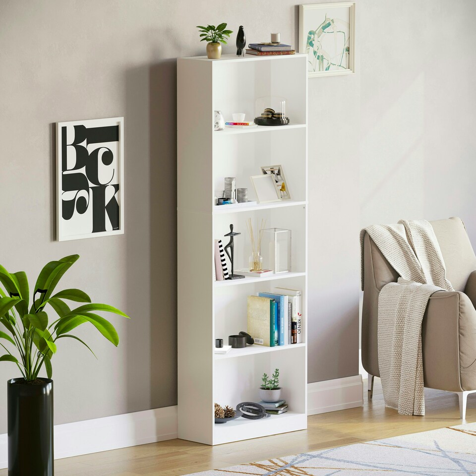 image 1 of Vida Designs Cambridge 5 Tier Extra Large Bookcase Display Storage, White