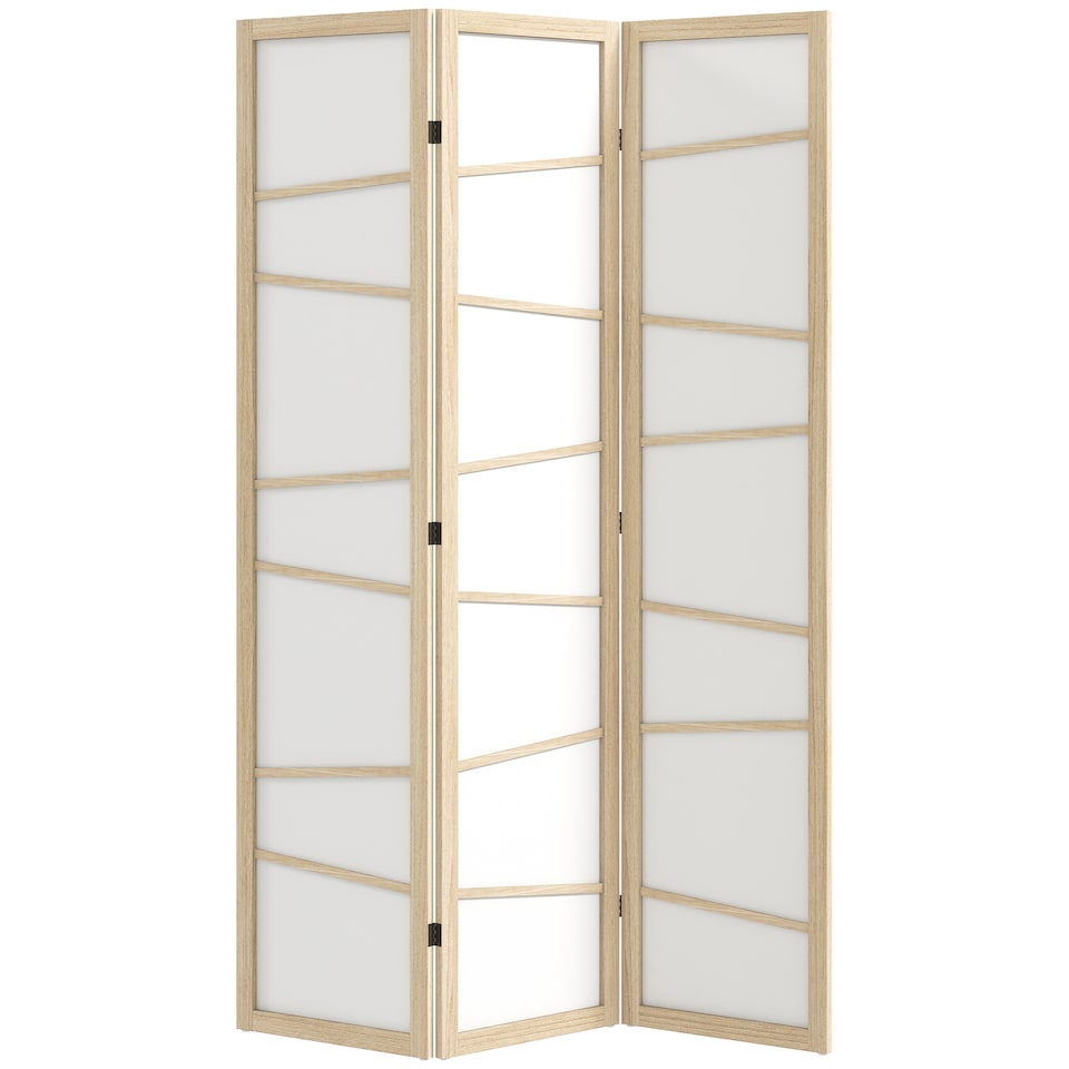 image 1 of HOMCOM Room Divider, Screen Protector with Frame, Natural Wood Finish