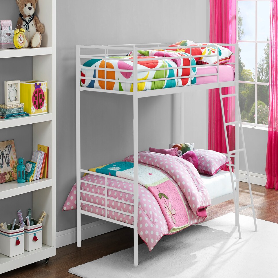 image 1 of Bunk Bed Convertible Metal White, Single
