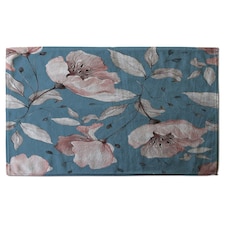 Pink Flowers on Blue (Kitchen Towel)