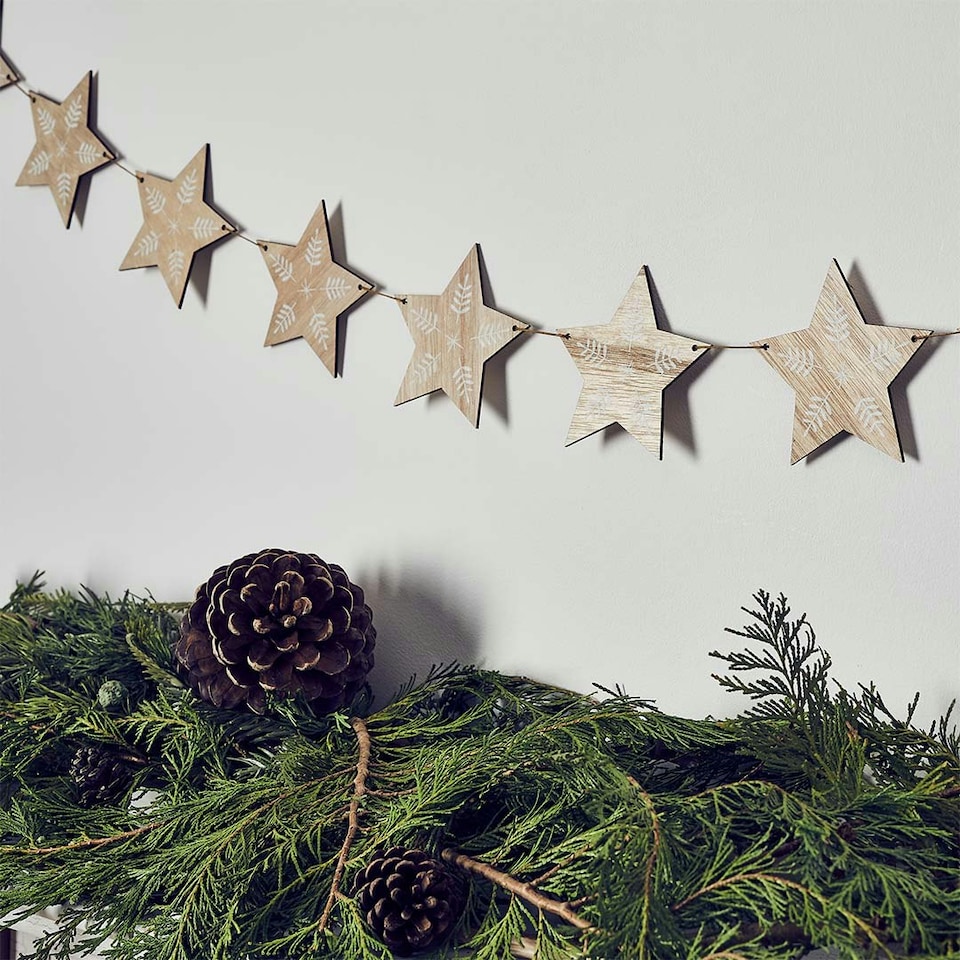 image 1 of Star Wooden Party Handing Garland 2m