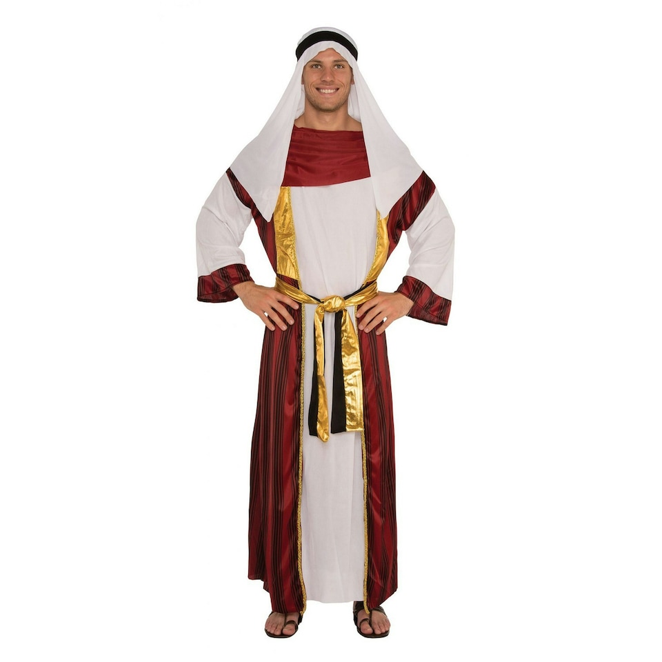 Bristol Novelty Mens Desert Prince Costume - White/Wine Red/Gold - Standard One Size