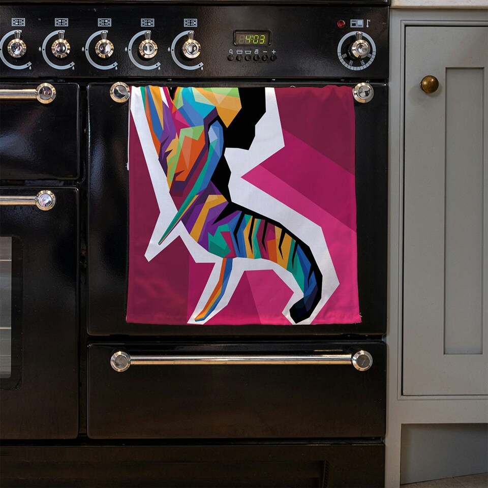 image 1 of Colorful illustration of Elephant head in WPAP style (Kitchen Towel)