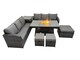 image 1 of Fimous Garden Outdoor Rattan Furniture Set Rattan 3 Seater Sofa with 3 Stools Side Table Dark Grey Mixed