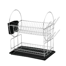 DDCAT201PPBK-Casa - Catania 201 Dish Drainer 2 Tier Black | Silver