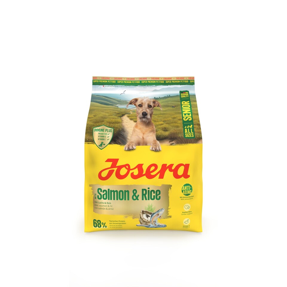image 1 of Josera Senior Salmon & Rice complete dog food | All sizes | Lower protein & fat | Gluten-free | Immune support | Cardiac support | Salmon Oil Omega 3 | 0.9kg