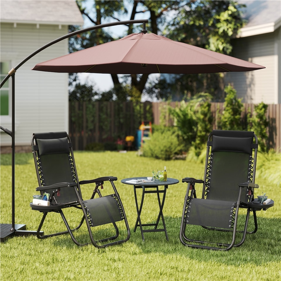 image 1 of Yaheetech 2PCS 63 cm W Zero Gravity Recliners-Black | Black | Black | One Size