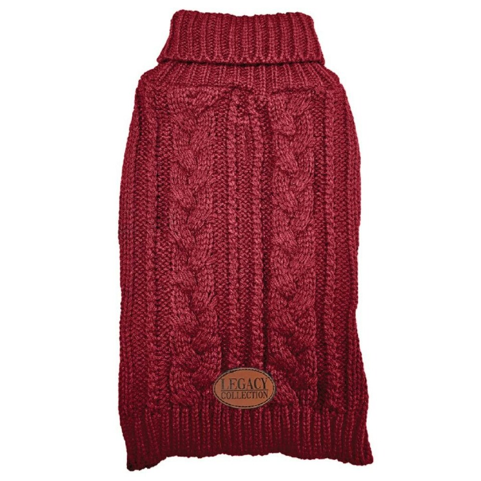 image 1 of HugglePets Legacy Cable Knit Dog Jumper Red | XS