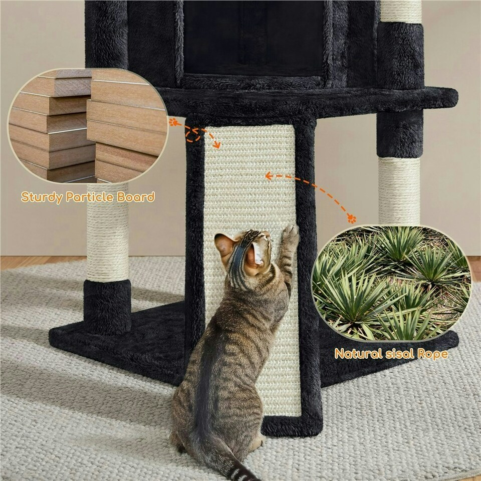 image 1 of Yaheetech 106 cm Kitten Tree Tower with Natural Sisal  Black
