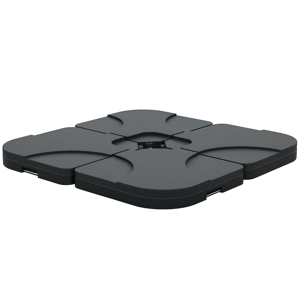 image 1 of Outsunny 4 Pieces Banana Parasol Base Stand Water & Sand Filled Weights, Black